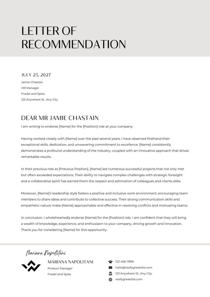 It's an example of a letter of recommendation. Generated by Canva AI